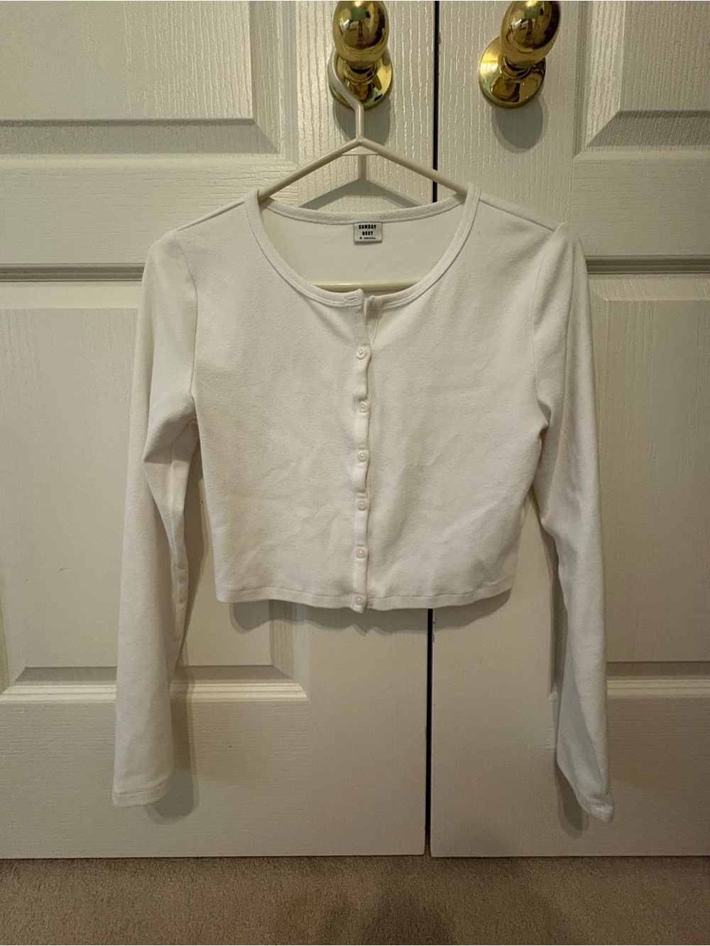 Sunday Best White Cropped Button-Front Cardigan